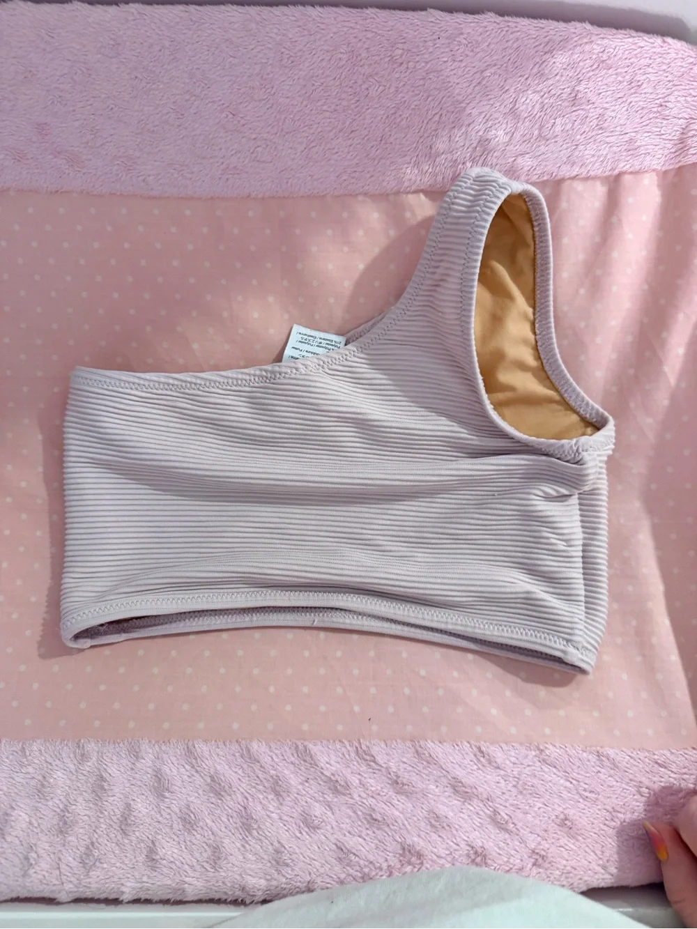 J. Crew Crewcuts Brigette Pink Ribbed One Shoulder Bikini, size 10